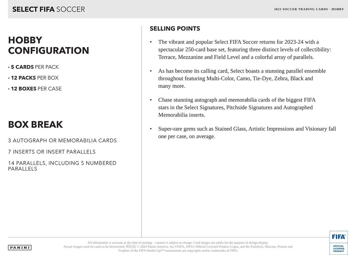 2023-24 Panini Select FIFA Soccer Hobby Box