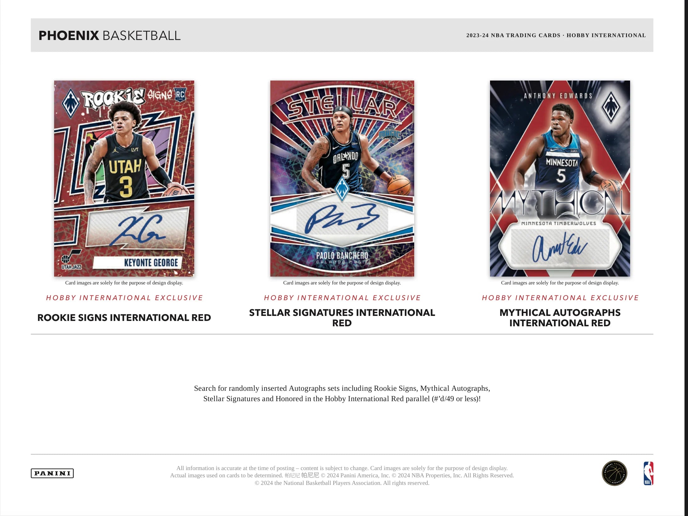 2023-24 Panini Phoenix Basketball International Hobby Box